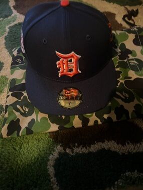 Jae Tips New Era Navy Fitted Cap with Orange Detroit D